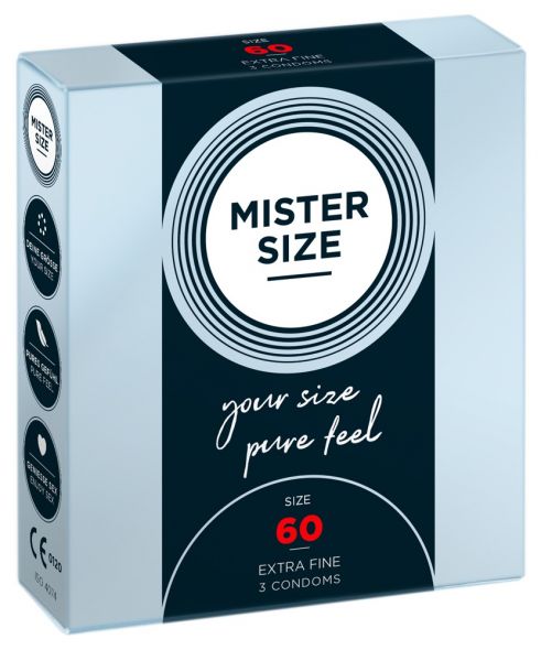 Mister Size 3 pz - Profilattici su Misura 60 mm 